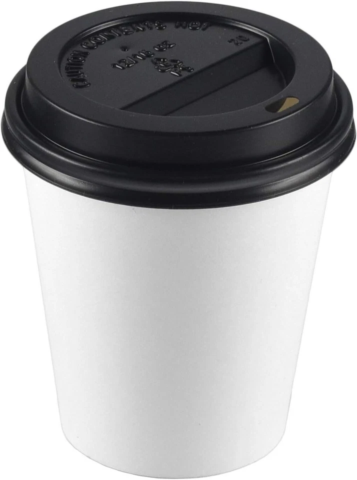 Disposable White Coffee Cups With Lid 8/12 OZ Bulk 100/600/1200 Pk Takeaway - image 4 of 4