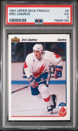1991-92 Upper Deck French Eric Lindros #9 Philadelphia Flyers Canada Cup PSA 3
