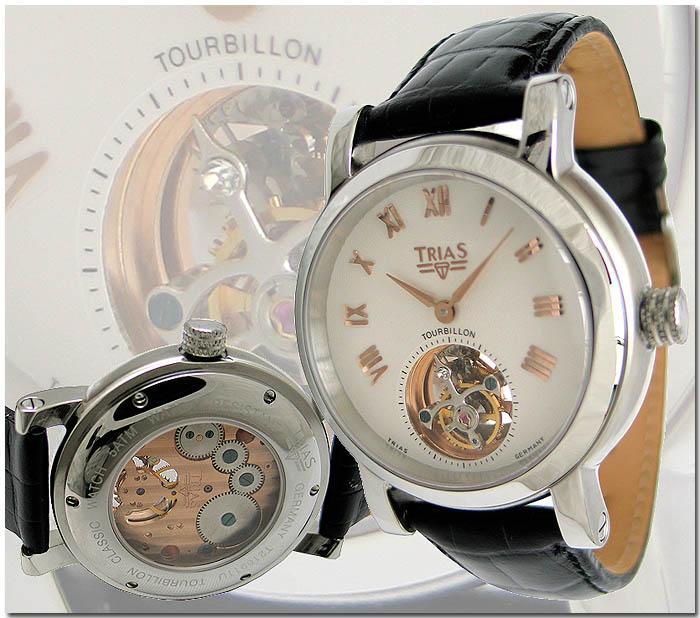 TRIAS Tourbillon Rotgold vergoldete Zeiger, Unruh und Index mit 25  Lagersteinen