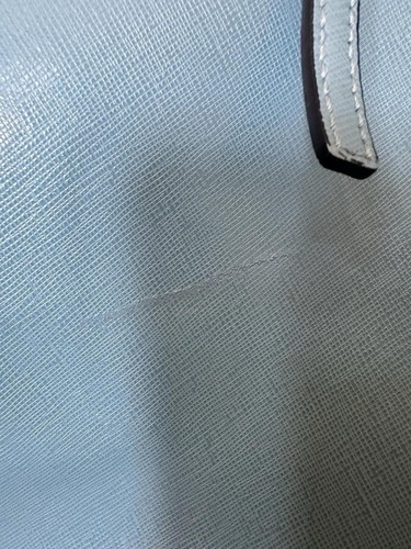 Coccinelle Blue Leather Tote Shoulder Bag – Tan Satin Interior - Picture 6 of 9