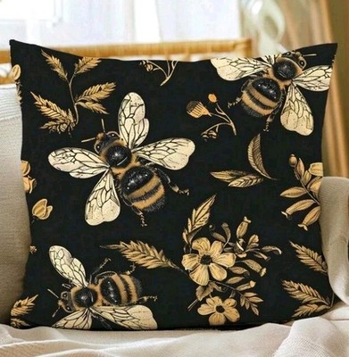 Schöne schwarze 2D Druck BIENE Kissenbezüge Bienen Honigbiene Dekokissen