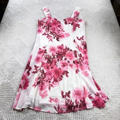 Connected Apparel Floral Dress Women's 18W Pink White Garden Party Romantic Chic