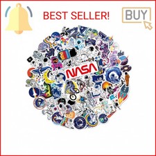 100pcs Space Stickers Pack for Water Bottles, NASA Logo Astronaut Vinyl Sticker