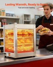 3-Tier Commercial Food Warmer Display, 800W Food Display Warmer with LED Light,