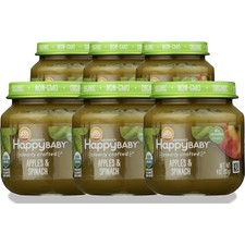 Happy Baby Stage 2 Organic Apples Spinach Food 4 Oz Jar 6 Pack