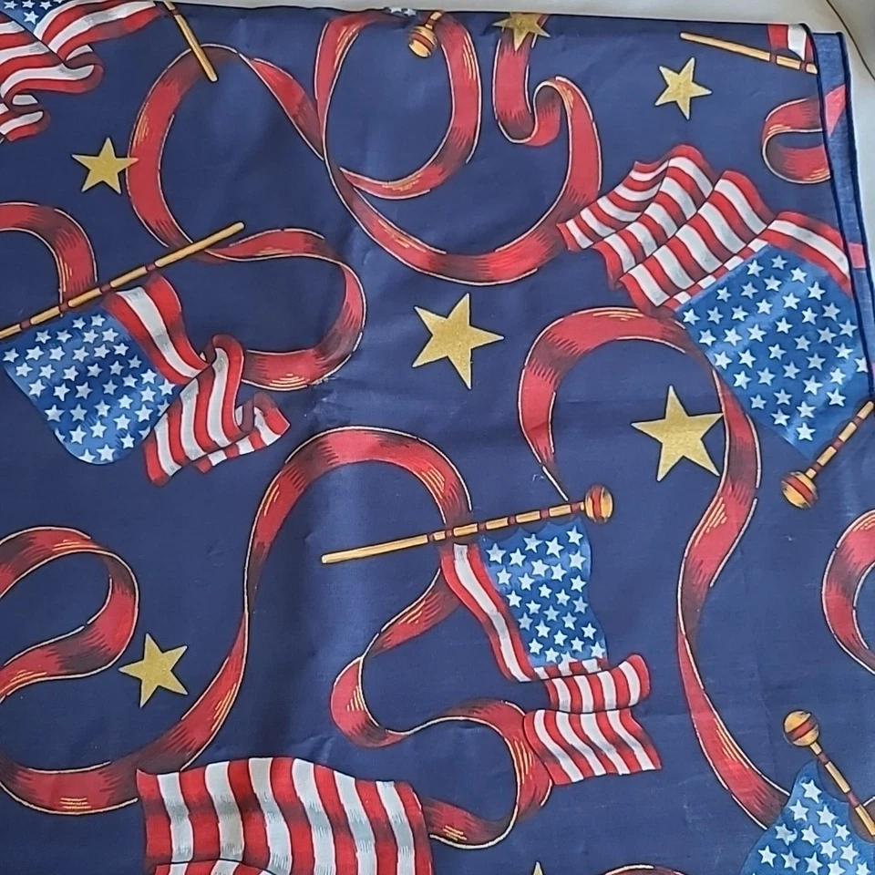 USA Tablecloth, Americana Stars and Strips Fourth of July 59" X 86" Red Blue - Image 2 of 4