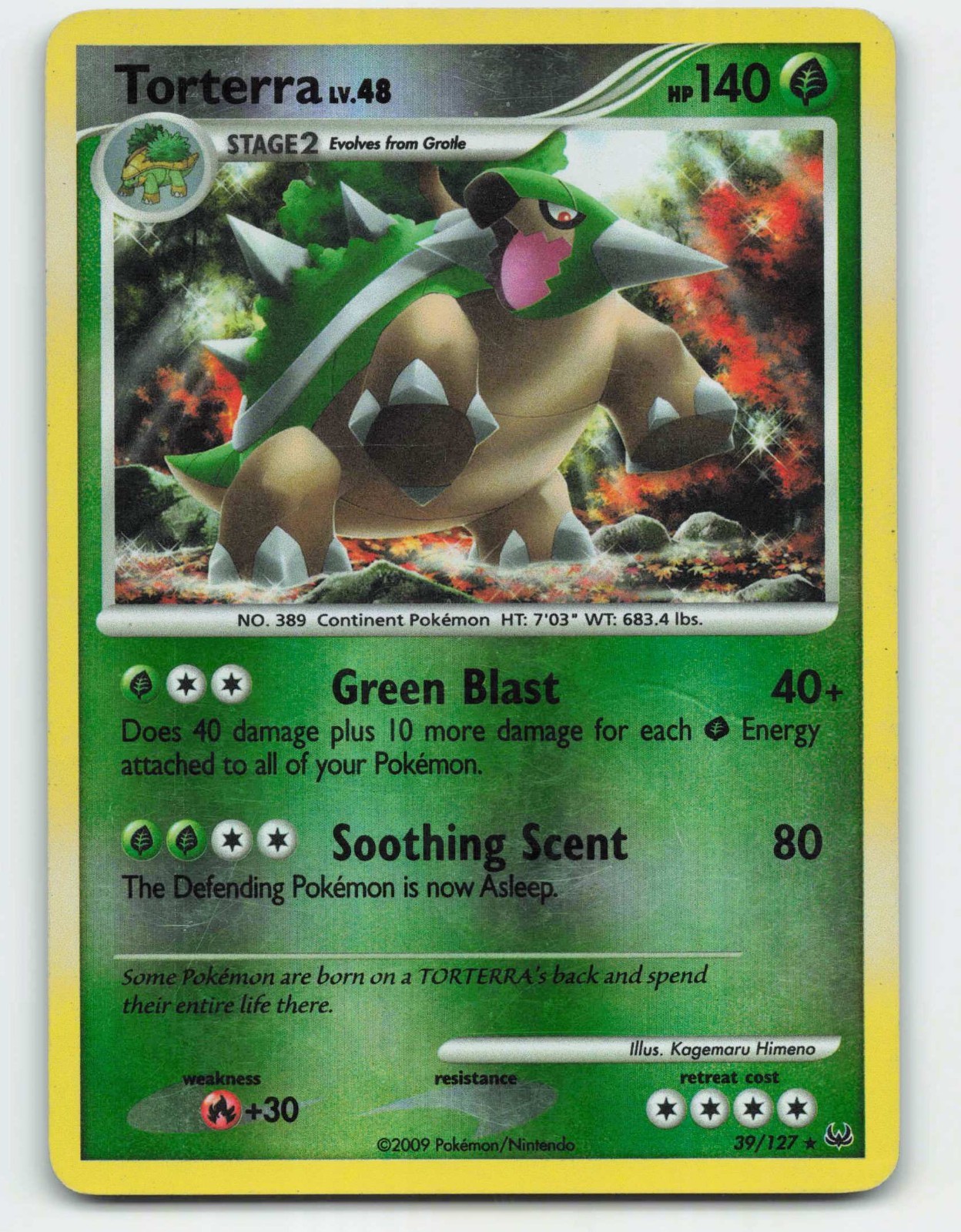 2009 Pokemon, Platinum, #39/127 Torterra, Reverse Holo Rare