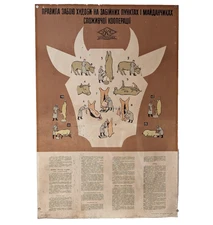 Rules at the cat's belt in Soviet markets - 1972 ORIGINAL POSTER - Bull's Head