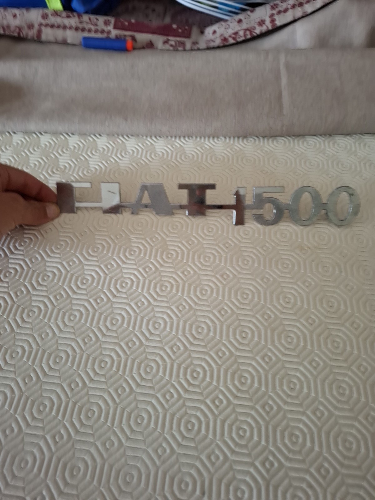 Scritta Logo Emblema FIAT 1500 ORIGINALE - metallo cromato - NUOVA - Badge Sign
