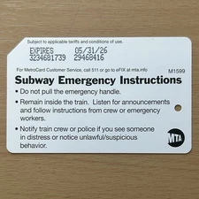 New & Unused MTA NYC MetroCard, Expires 2026 – No Monetary Value.