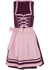 Neu 2-tlg Dirndl und Schürze Gr. 52 Holunderbeere Teerose Mini Trachten-Kleid