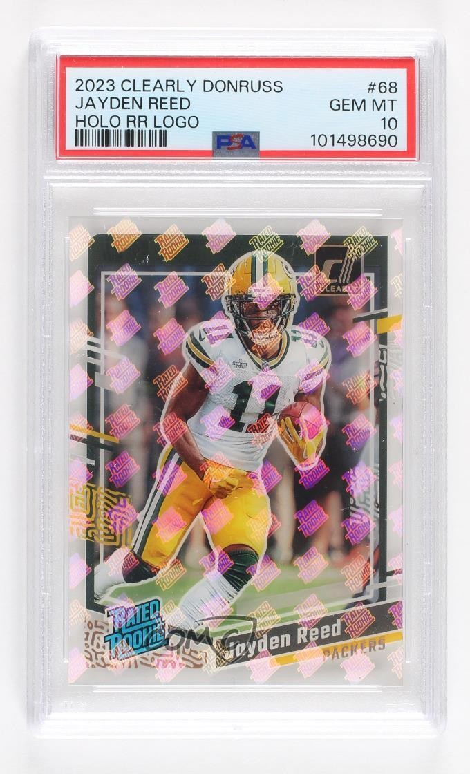 2023 Clearly Donruss Holo RR Logo Jayden Reed #68 PSA 10 GEM MT Rookie RC