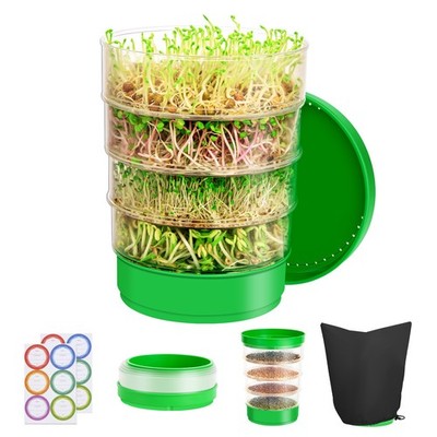 HK Stackable Seed Sprouting Kit, 4-Tier Microgreens Growing Kit with Drain Holes