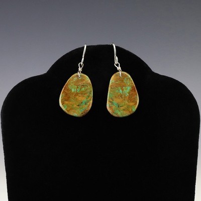 NATIVE AMERICAN SANTO DOMINGO KEWA TURQUOISE EARRINGS BY RONALD CHAVEZ