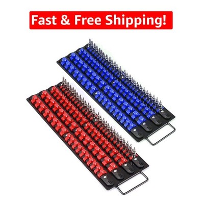 Effortless 80-Piece Tool Socket Storage - Red & Blue Durable Organizer