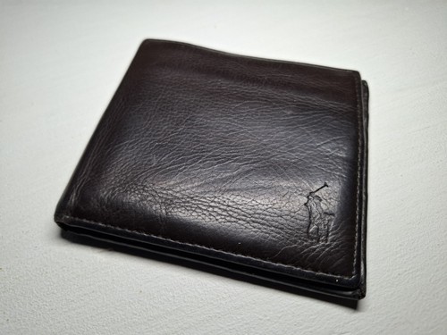 Ralph Lauren POLO marrone scuro vera pelle portafoglio bifold porta carte d'identità - Foto 2 di 24