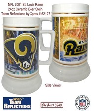 NFL 2001 St. Louis Rams 24oz Ceramic Beer Stein Team Reflections by Xpres 62127