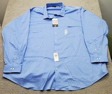 Van Heusen Dress Shirt Men 22 Blue Formal Big Fit Stretch Wrinkle-Free Button Up
