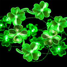 St Patricks Day Decorations Shamrocks String Lights Battery Operated with Timer