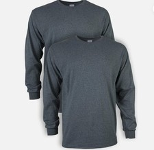 Gildan Ultra Cotton Long Sleeve T-Shirt Style G2400, Dark Heather 2 Pack - 2XL