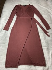 Wrap Dress V Neck Chocolate Brown Forever 21 Sexy Dress 95%Rayon/5% Spandex Sz S