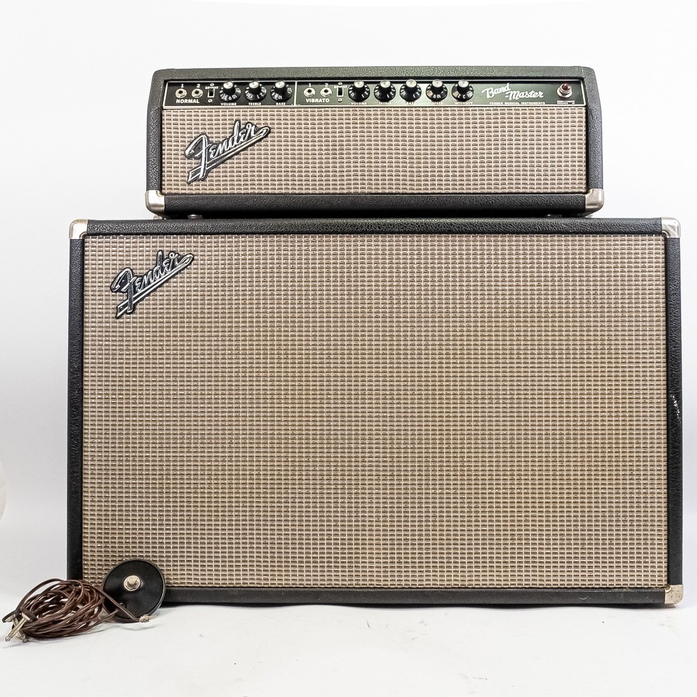 1965 Fender Bandmaster AB763 Blackface Piggyback Amp Head & Cab Pre-CBS