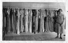 Vintage Photo Woman in Checkered Dress Hanging Dresses Fashion Black & White