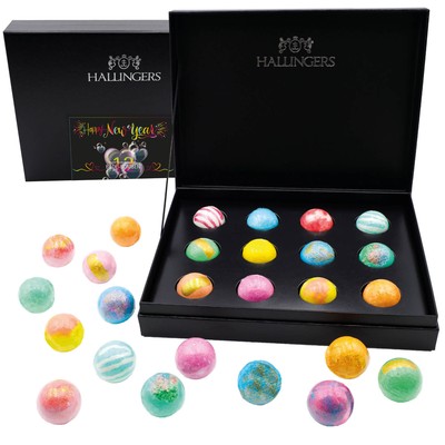 Hallingers Happy New Year 12er Badebomben-Geschenk-Set Mitbringsel für Silvester