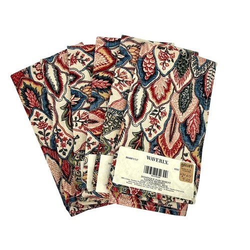 Waverly Set of 6 Cotton Napkins 17"x17" Dominique Parchment Replacement Cottage - 第 1/5 張圖片