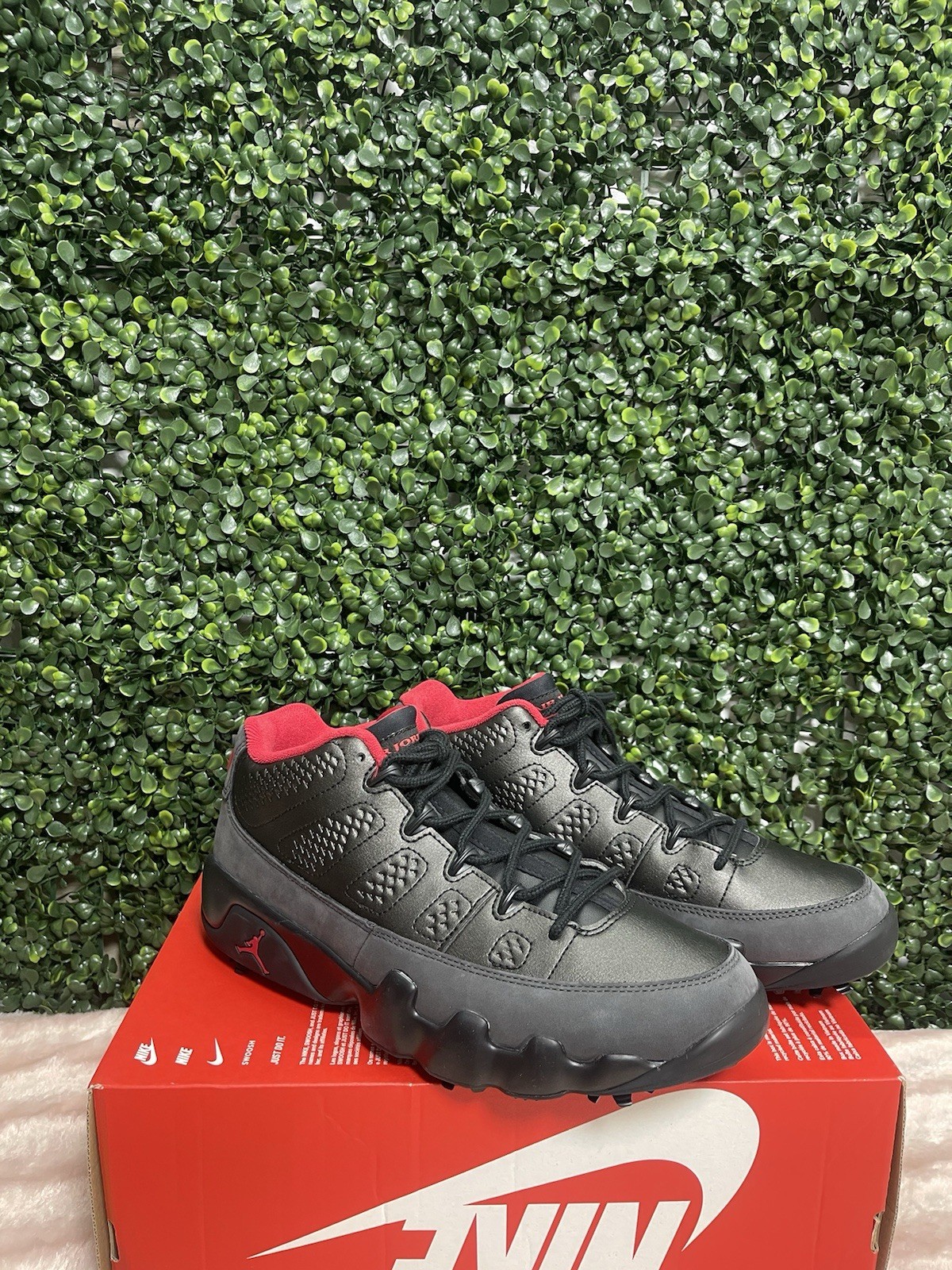 Men's Nike Air Jordan 9 Retro Low Golf 'Charcoal Black/Red' FJ5934-002 Size 9.5 thumbnail 3