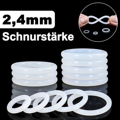 Silikon O Ring Ø 8-30 mm Schnurstärke 2,4mm Dichtungsringe Weiß Lebensmittelecht