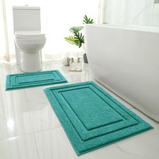 Bathroom Rugs Sets 2 Piece, Super Soft and Absorbent Non Slip Microfiber Mach...