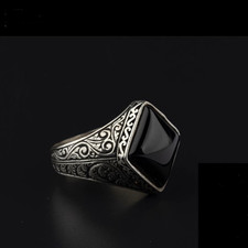 Men's Black Onyx Ring 925 Sterling Silver Jewelry All Size      TR114
