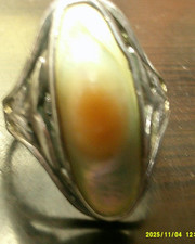 Vintage abalone shell sterling silver ring, Size 6.5