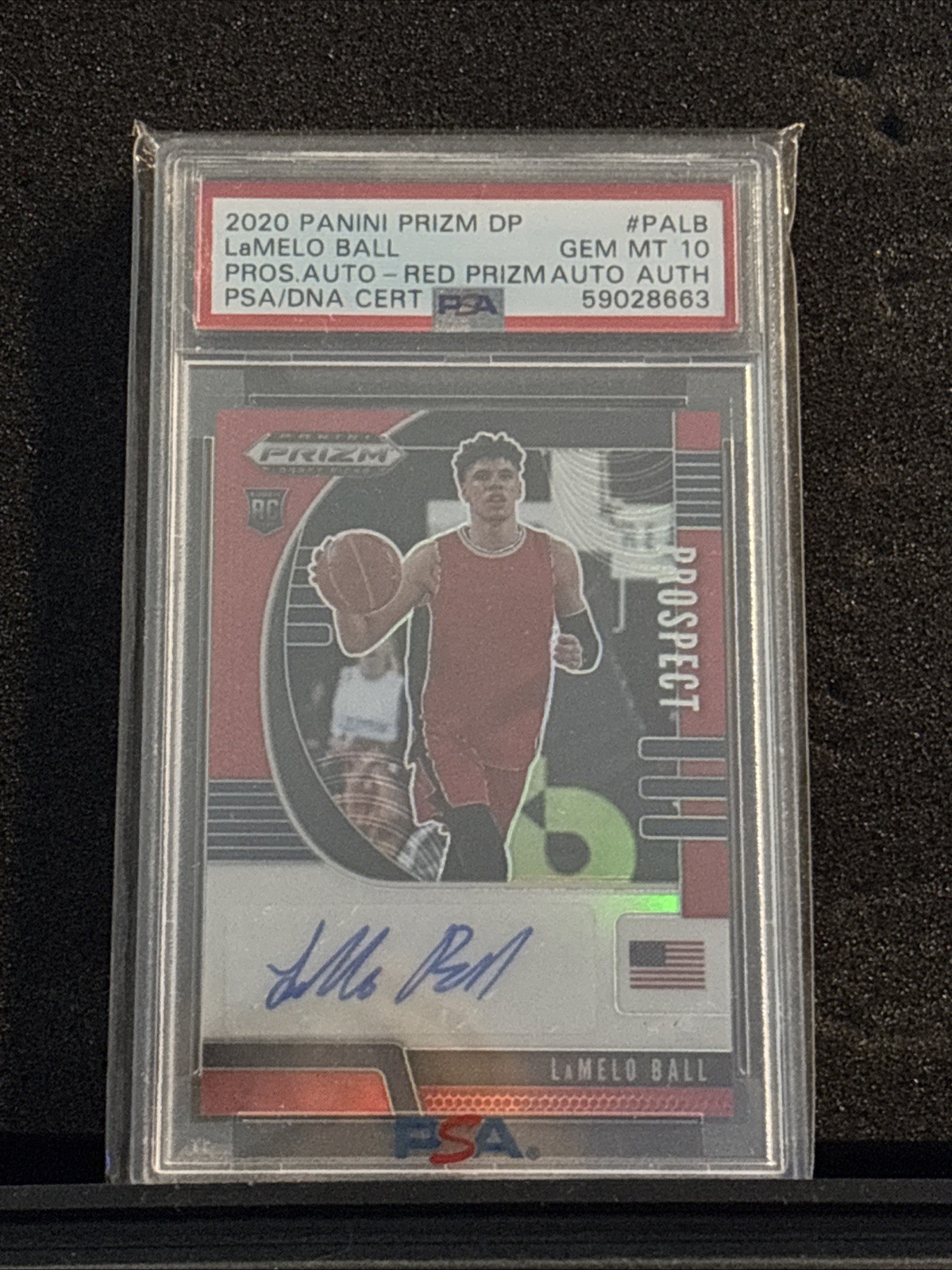 PSA 10 2020 Panini Prizm Draft Picks - Prospect Autographs LaMelo Ball Red /199