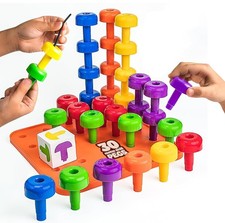 Peg Board Set - Montessori Toys for 2 Year Old - 33 Pc Plastic Peg Board for ...