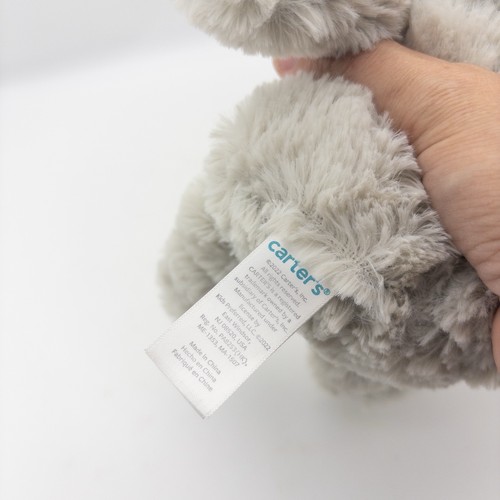 Carter's Plush Elephant Baby Lovey Gray White Ribbed Ears Stuffed Animal Toy 10" - Picture 7 of 8