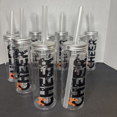 10 Pcs Cheerleader Gift Bulk for Team Cheer Cups 14 oz Bow Water Bottle W/Straw