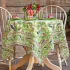 April Cornell Chickadee Check Holiday Tablecloth 54 x 54 Breakfast Cloth Green