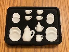 Miniature Dollhouse 1:12 White Ceramic Tea Set NEW