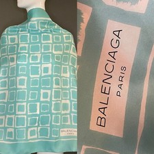 Lovely Balenciaga Silk Scarf 32 In Sq Good Condition Turquoise Mosaic