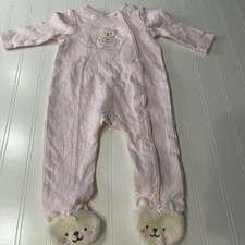 Vintage Little Me Footed Sleeper Baby 9M Embroidered Teddy Bear Ruffle T1