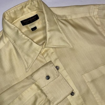 VTG YVES SAINT LAURENT Yellow ButtonUp Dress Shirt Mens 16/34 90s Spring Classic