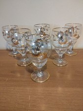 Vintage Libbey Gold Leaf wine Glasses X 6