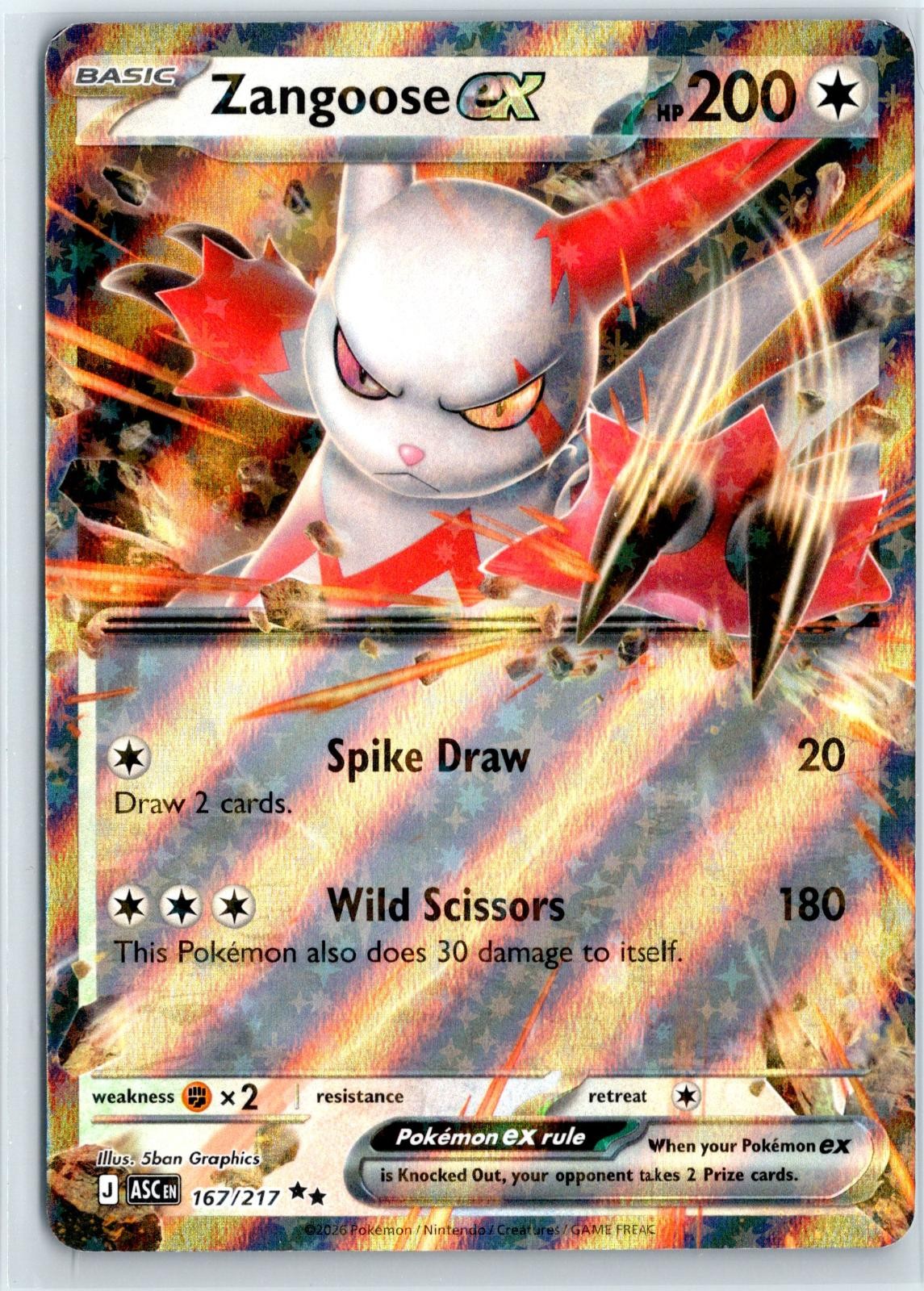 Zangoose ex 167/217 Double Rare Ascended Heroes Pokemon Holo Near Mint