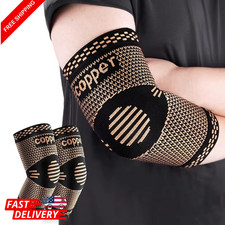 Copper Elbow Brace Compression Support Sleeve Arthritis Tendonitis Joint Pain