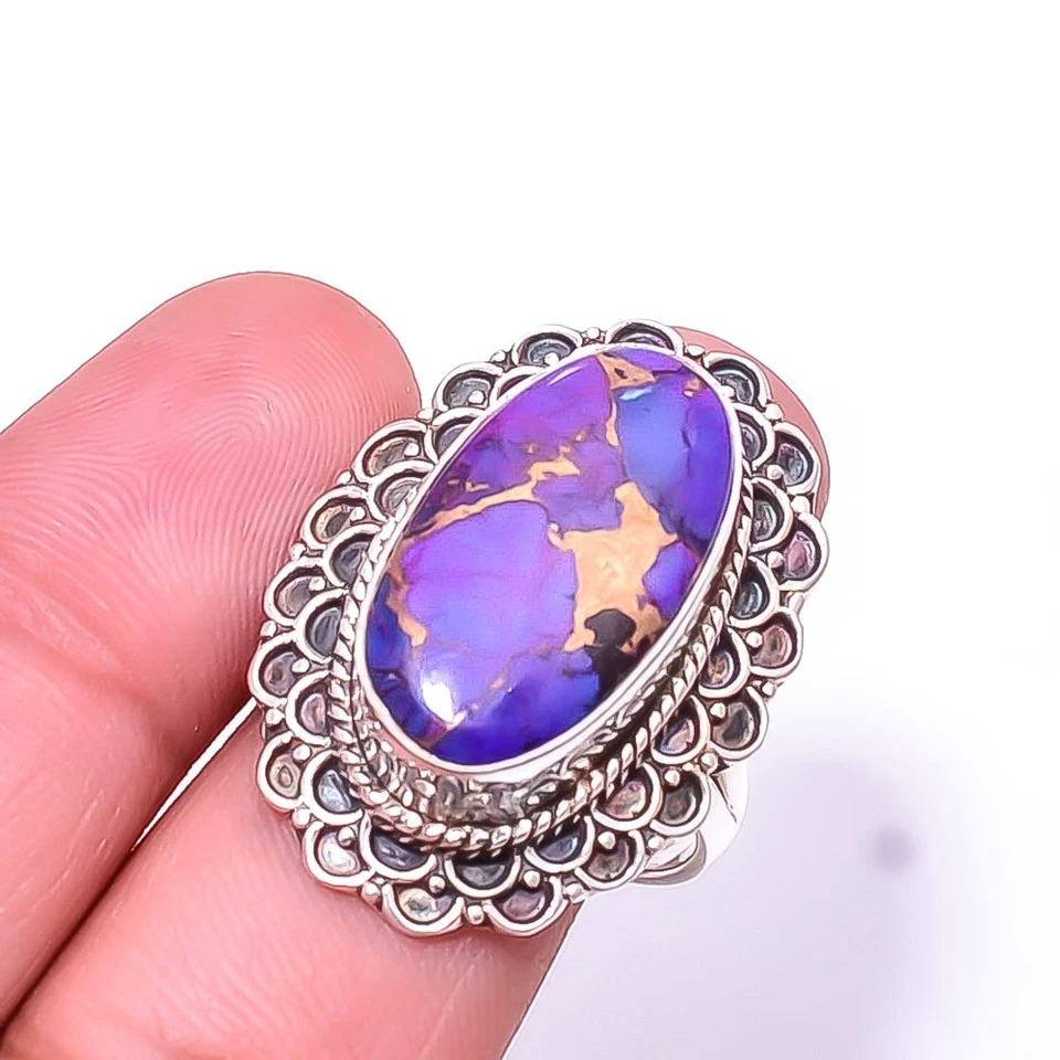 Anillo Cobre Púrpura Turquesa Bellas Artes Oxidado Plata de Ley 925 S.10 R69 Foto 4 de 4