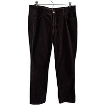 Chaps Womens Brown Corduroy Straight Leg Pants Size 12 Espresso Cotton Blend