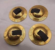 Finger Cymbals Costume Elton Accessory 2 .Pair Golden Metal Musical Elastic