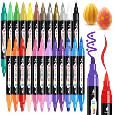 TBC The Best Crafts 24 Colors Dual Tip Acrylic Paint Markers,Waterproof,